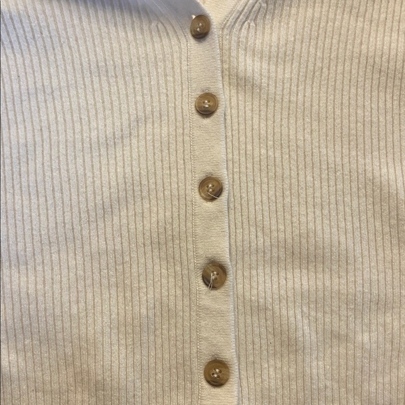 NAADAM Women's Ribbed Cream V-Neck Cardigan - Picture 5 of 6